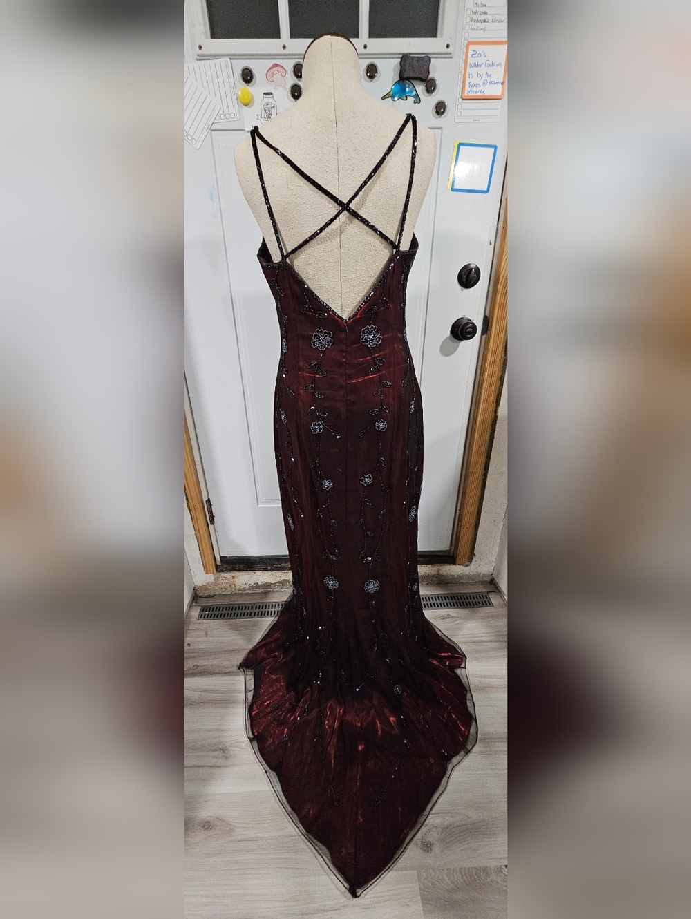 VINTAGE Alyce Designs Beaded Red And Black Gown - Picture 3 of 14